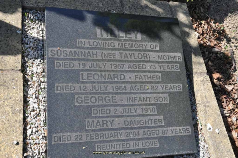 Tilley - Leonard, Susannah (nee Taylor) son George & dau Mary